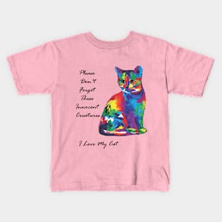 I Love My cat Kids T-Shirt